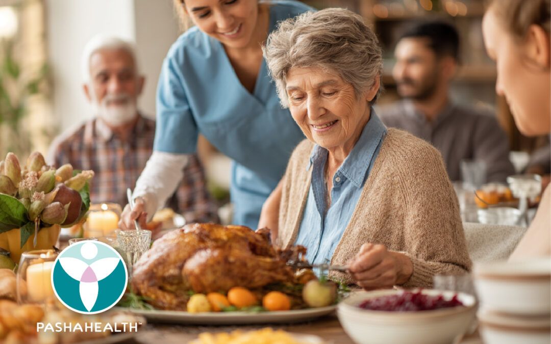 Pasha Caregiver helping with Thanksgiving dinner.